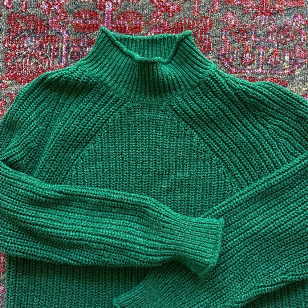 J. Crew Green Ribbed Sweater